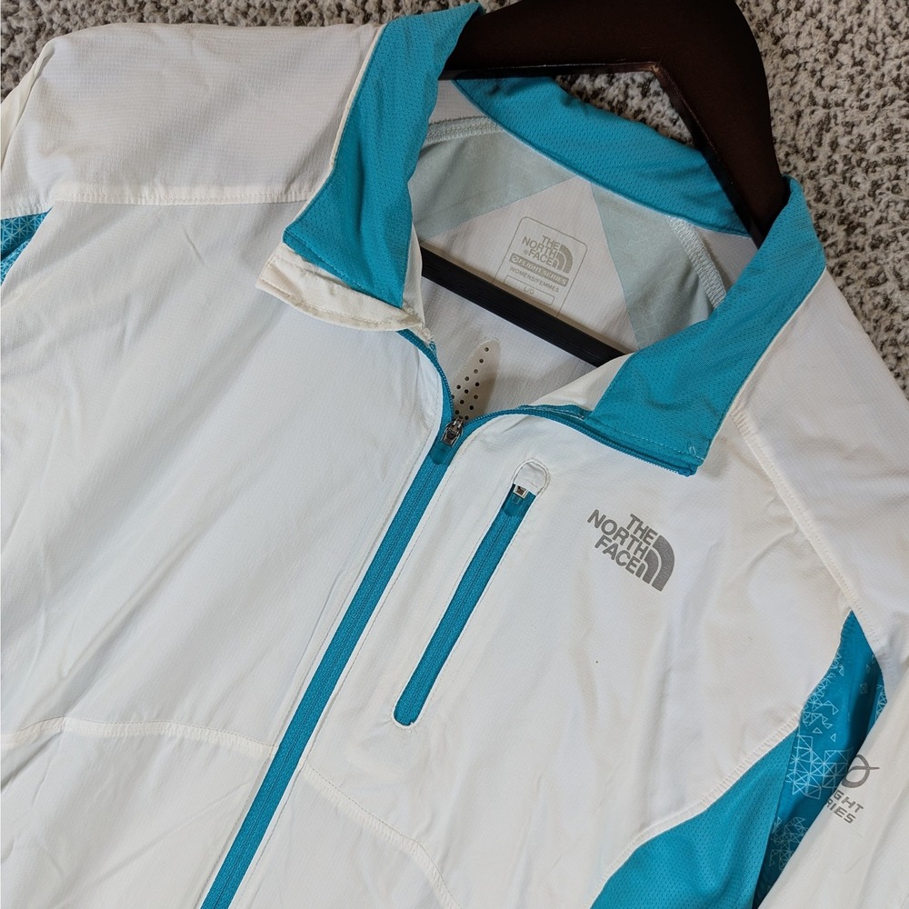 The North Face Flight Series Windbreaker Jacket Lightweight White Blue‎ Womens L